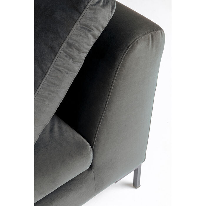 Ecksofa Gianni Velvet Grau Links Schwarz