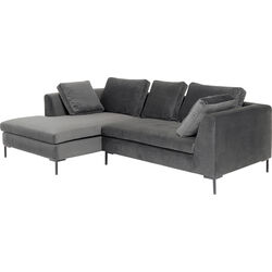 Ecksofa Gianni Velvet Grau Links Schwarz