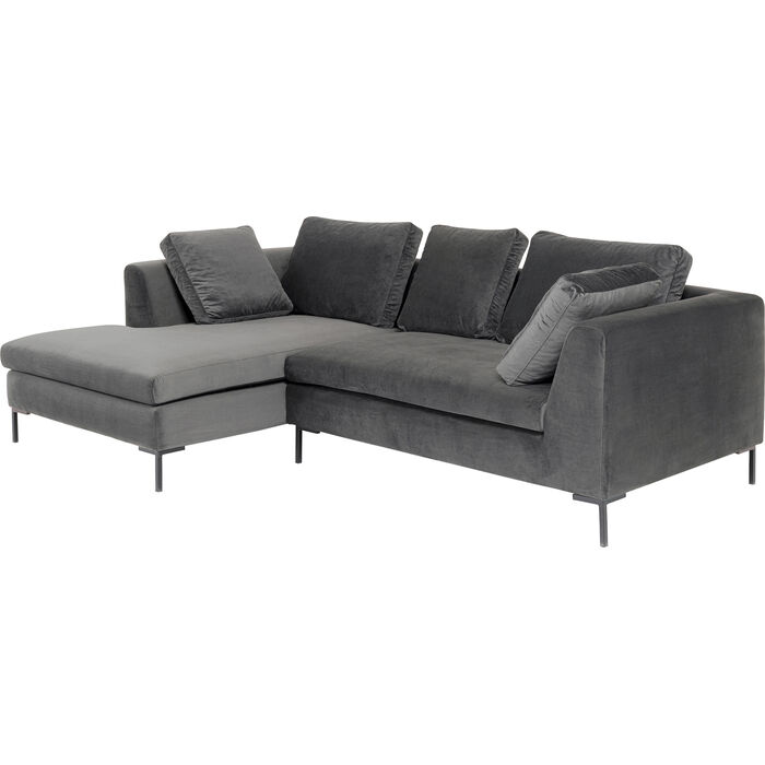 Ecksofa Gianni Velvet Grau Links Schwarz