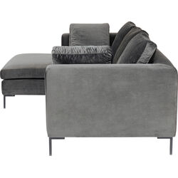 Ecksofa Gianni Velvet Grau Links Schwarz