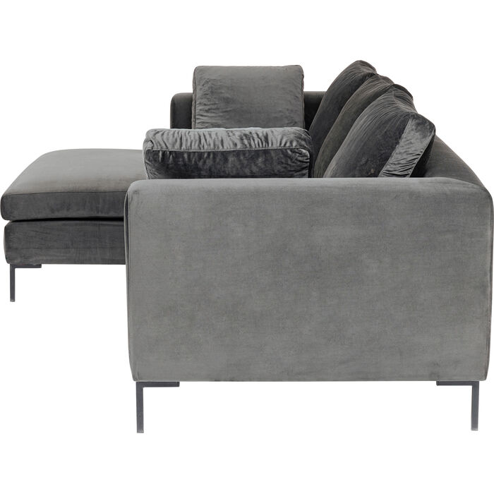 Ecksofa Gianni Velvet Grau Links Schwarz
