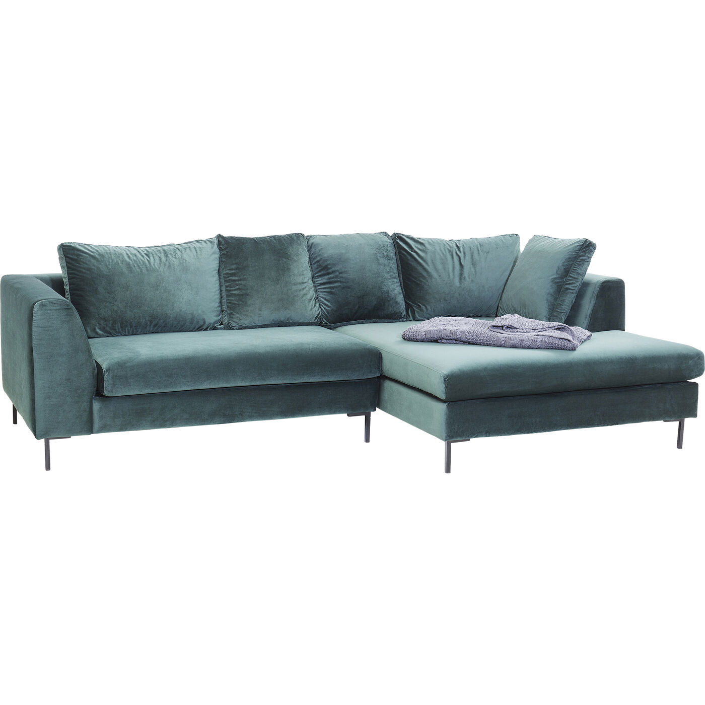 Corner Sofa Gianni Velvet Dark Green Right Black KARE Brazil