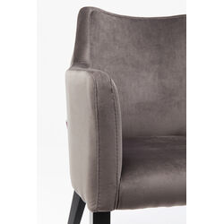 Chair with Armrest Black Mode Velvet Grey