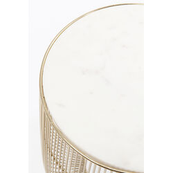 Side Table Beam White Marble Brass Ø32cm