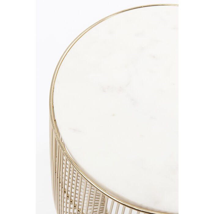 Table d'appoint Beam marbre blanc-laiton Ø32cm
