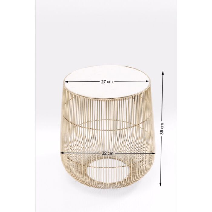Table d'appoint Beam marbre blanc-laiton Ø32cm