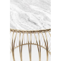 Side Table Beam Grey Marble Brass Ø43cm