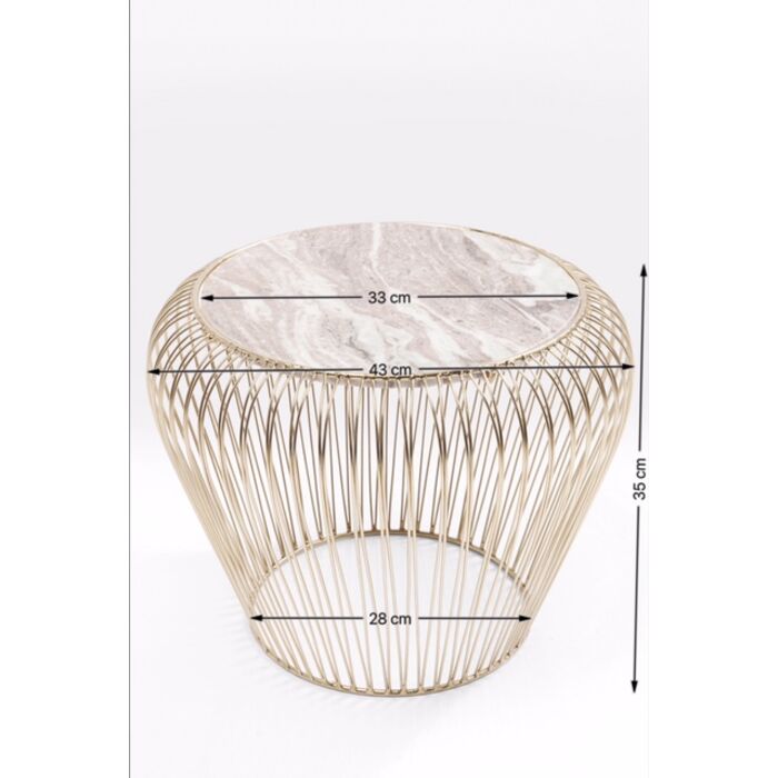 Table d'appoint Beam marbre gris-laiton Ø43cm