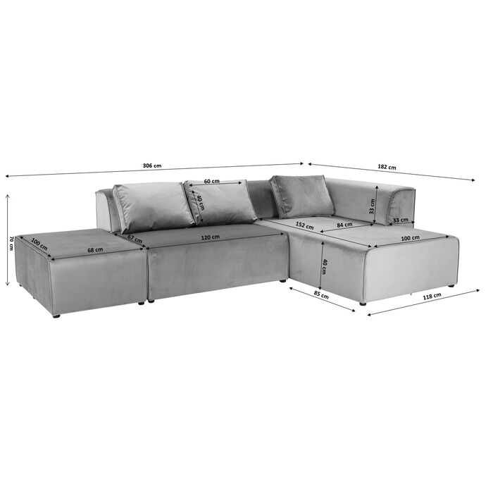 Corner Sofa Infinity Velvet Ocean Left - KARE Design (USA)