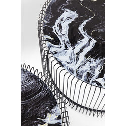 Coffee Table Wire Glass Marble Black (2/Set)