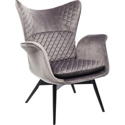 Fauteuil Tudor Velvet gris-argenté