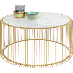 Coffee Table Wire Uno Brass Marble Ø80cm