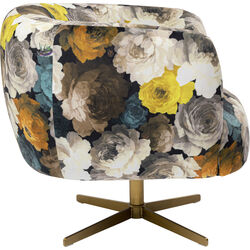 Swivel Armchair Peony Flower Yellow