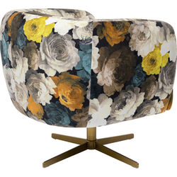 Swivel Armchair Peony Flower Yellow