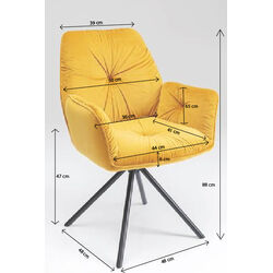 Drehstuhl mit Armlehnen Mila Gelb