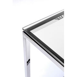 Console Laser argenté - verre clair 120x40