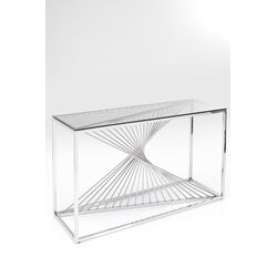 Console Laser argenté - verre clair 120x40