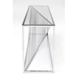 Console Laser argenté - verre clair 120x40