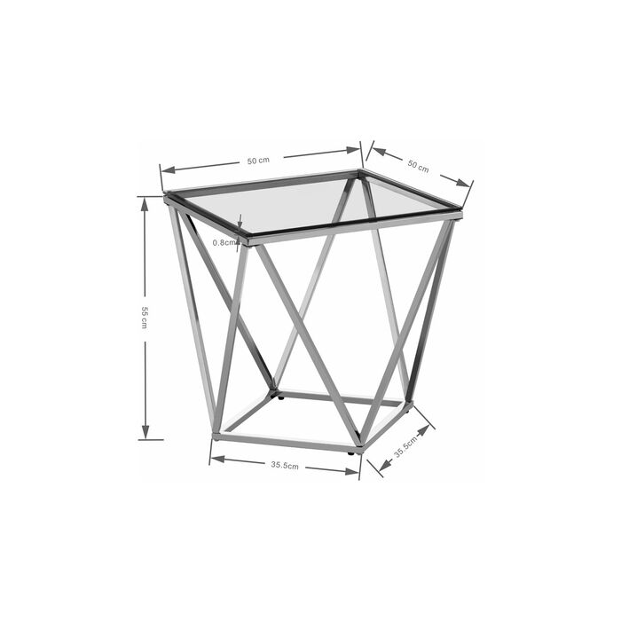 Beistelltisch Cristallo Chrom 50x50cm