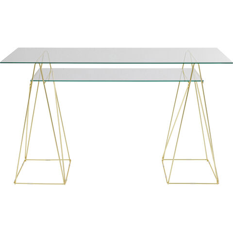 Desk Polar Brass Matt 8mm Tempered Glass
