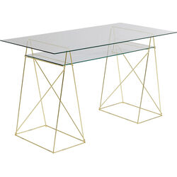 Desk Polar Brass Matt 8mm Tempered Glass