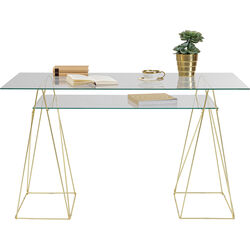 Desk Polar Brass Matt 8mm Tempered Glass