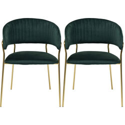 Chair with Armrest Belle Velvet Green (2/Set)