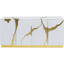 Sideboard Cracked White Gold 165x80cm