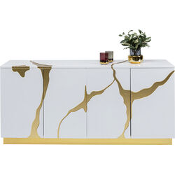 Sideboard Cracked Weiß Gold 165x80cm