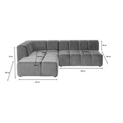 Ecksofa Belami Velvet Dunkelgrün Links 265cm