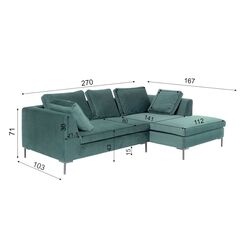 Ecksofa Gianni Small Velvet Dunkelgrün Rechts