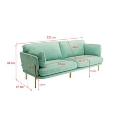 Sofa Shirly 3-Sitzer Mint 221cm
