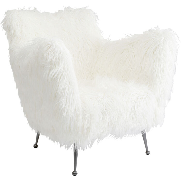 fluffy white armchair