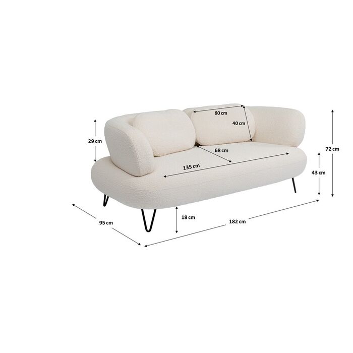 Sofa Peppo 2-Sitzer Weiß 182cm