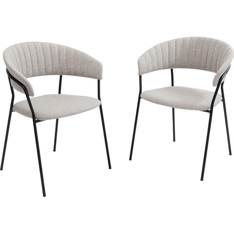Chair with Armrest Belle Silver Grey (2/Set)
