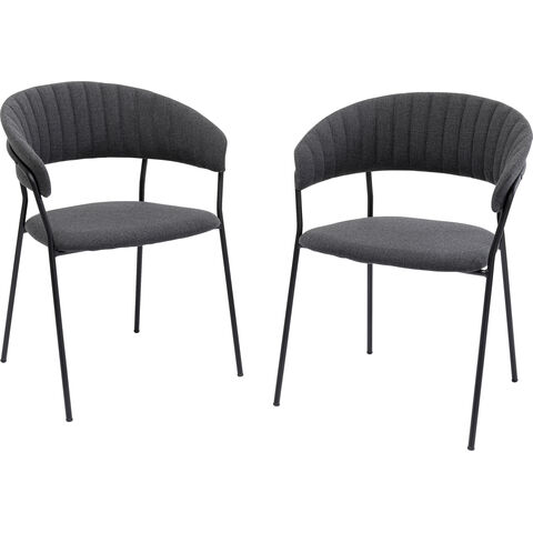 Chair with Armrest Belle Anthracite (2/Set)