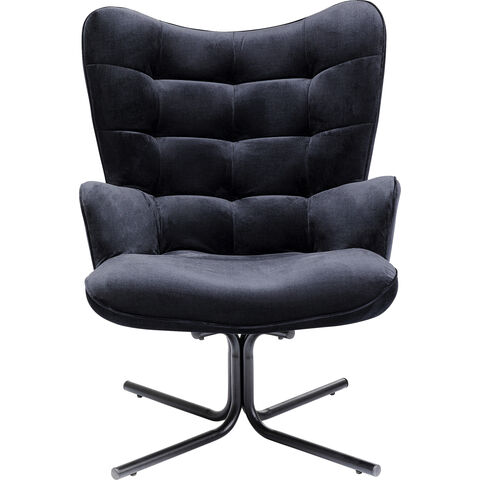 Sillón giratorio Oscar Velvet negro