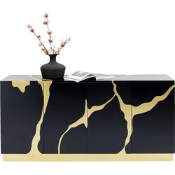 Sideboard Cracked Black Gold 165x80cm