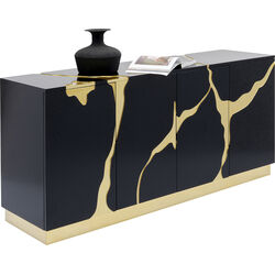 Sideboard Cracked Black Gold 165x80cm