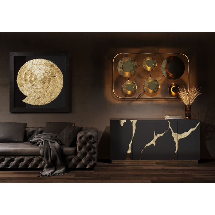 Sideboard Cracked Schwarz Gold 165x80cm