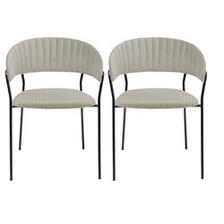 Chair with Armrest Belle Cord Beige (2/Set)