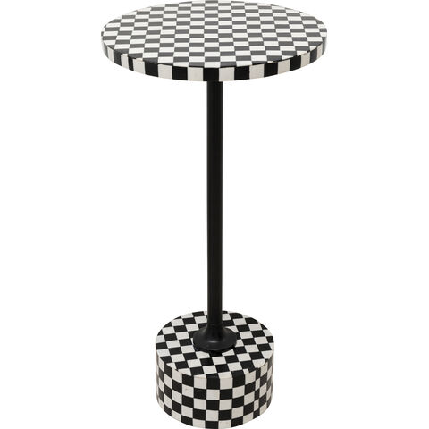 Mesa auxiliar Domero Chess Negro Blanco Ø25cm
