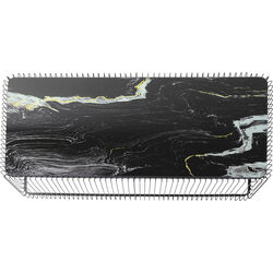 Coffee Table Wire Glass Marble Black 145x70cm