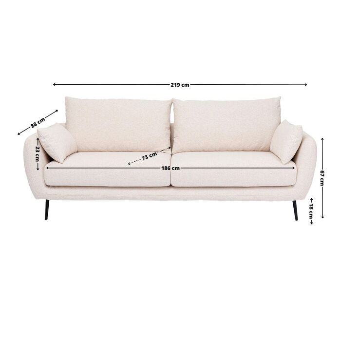 Sofa Amalfi 2-Sitzer Grau 219cm
