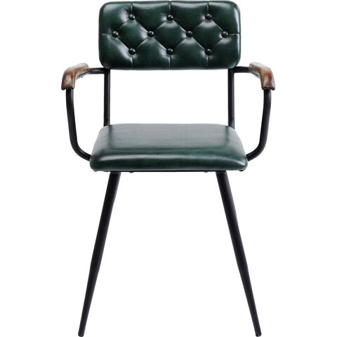 Chair with Armrest Salsa Leather Dark Green