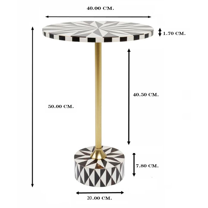 Table d'appoint Domero Star noir blanc Ø40cm
