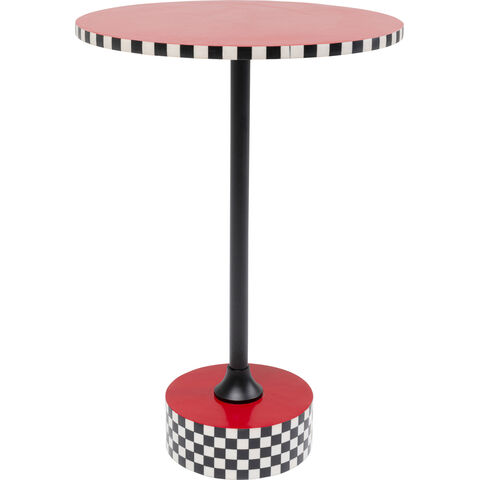 Mesa auxiliar Domero Checkers rojo Ø40cm