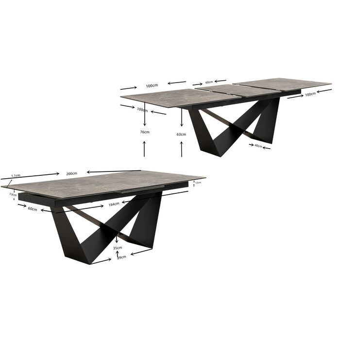 Extension Table Connesso 200(+60)x100cm - KARE Design (USA)