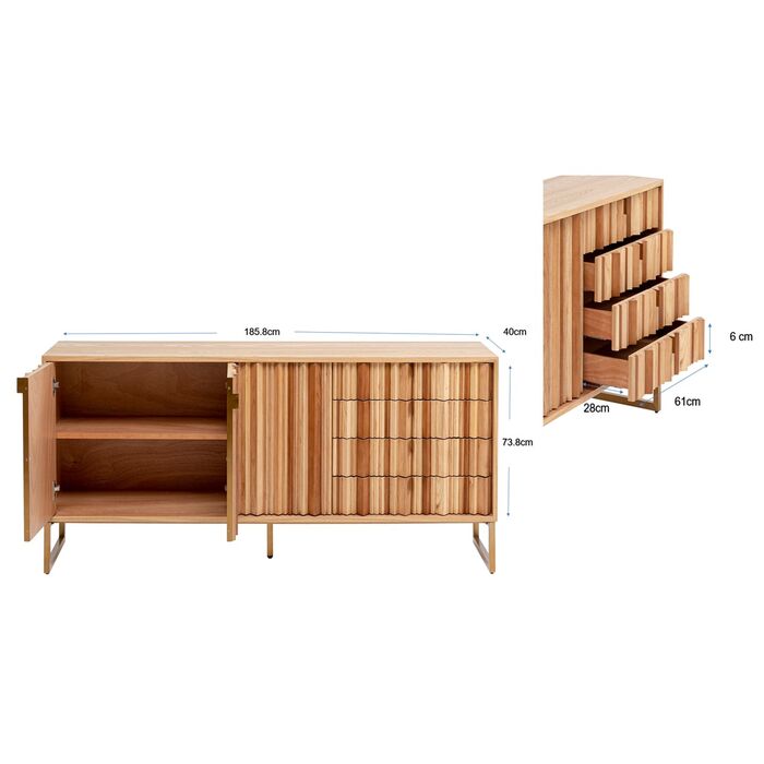 Sideboard Concertina Natur 186x74cm