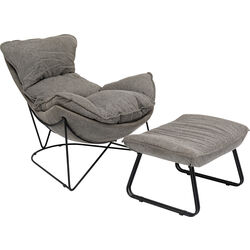Sessel mit Hocker Snuggle Grau (2/tlg)